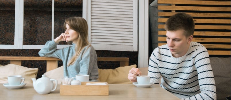 Young couple sitting in cafe