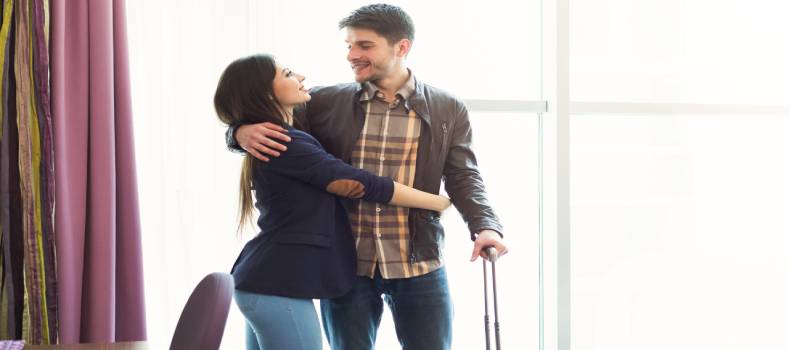 Young couple hugging each other