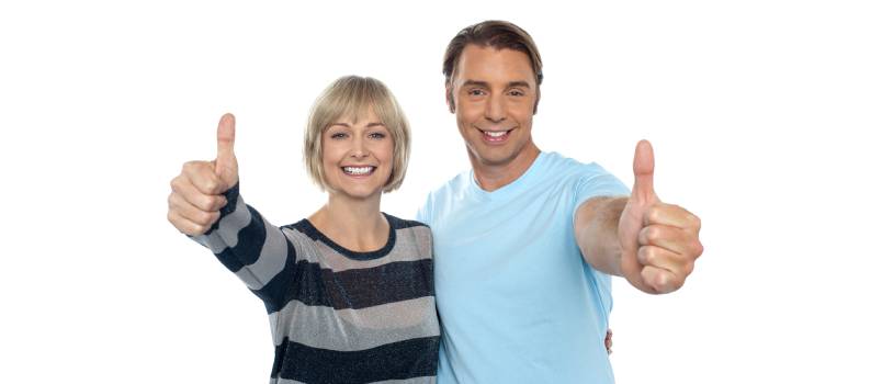 Couple showing Thumps up