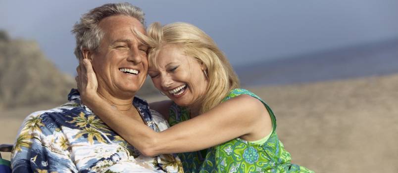 Couple relaxing on beach