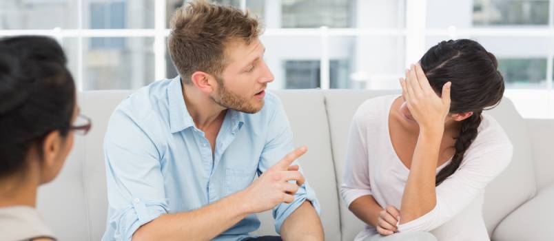 Unhappy couple fighting
