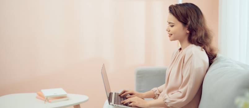 Woman working on laptop