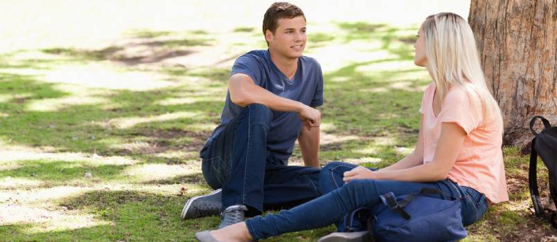 Young people flirting