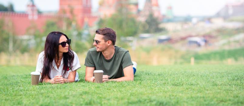 Couple sitting in a park