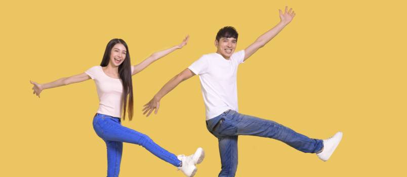 Happy couple dancing together