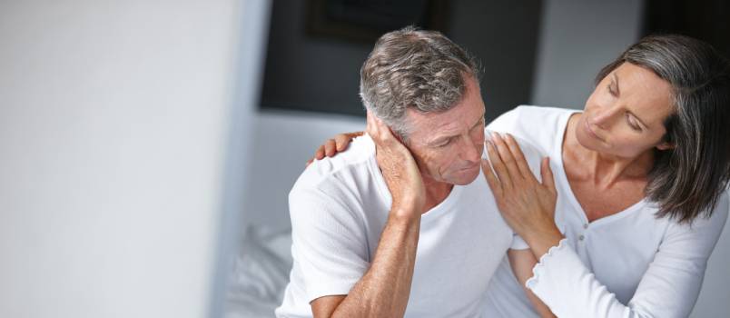 Wife supporting her husband through tough time