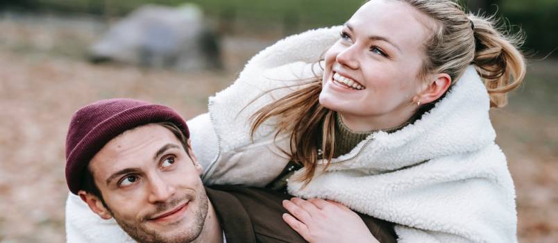 Couple enjoying moment in park