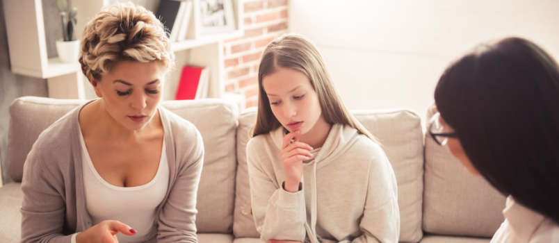 Mother and daughter having psychology session