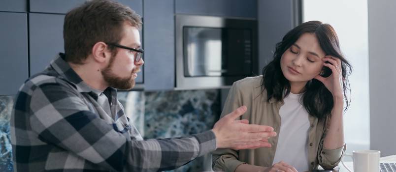 Dosappointed couple talking to each other