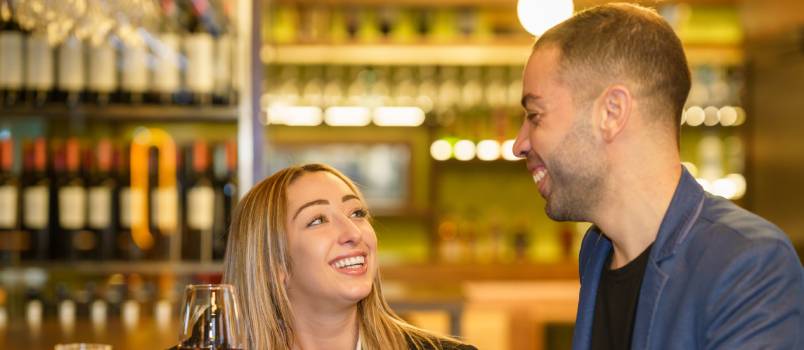Couple spending time in pub