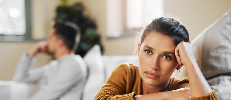 Couple ignoring each other