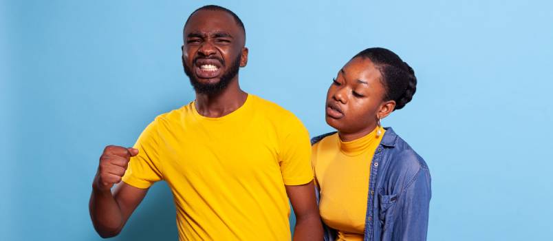 Frustrated couple on gaming console