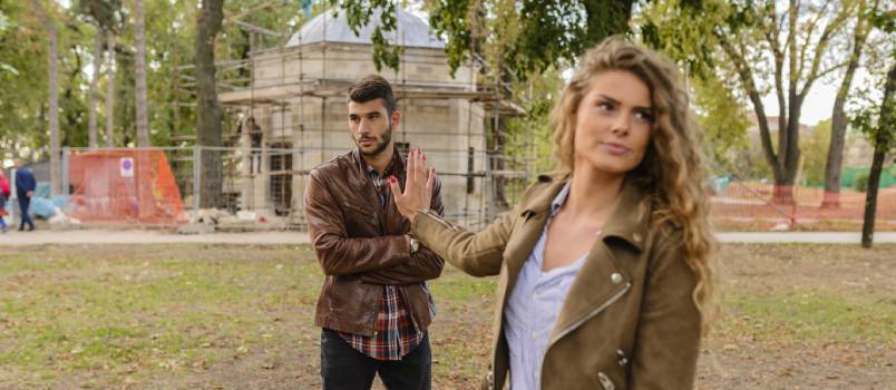 attractive girl ignoring her boyfriend