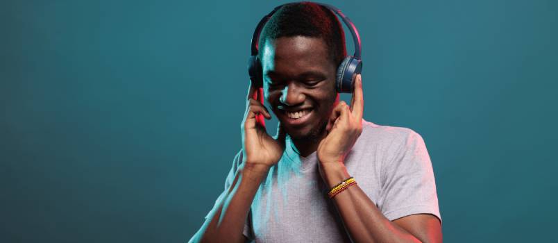 Man listening to music with headphone