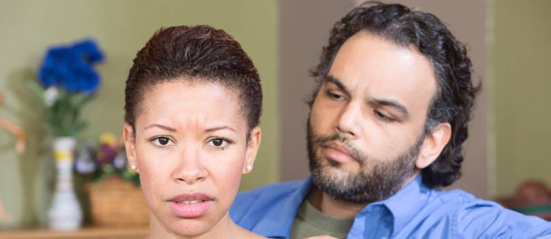 Concerned husband and wife