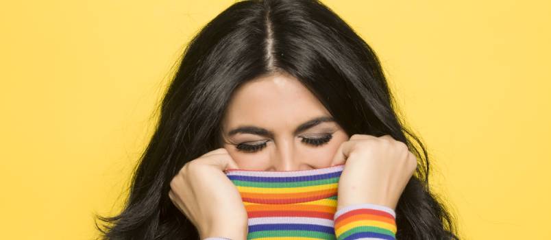 attractive and shy woman