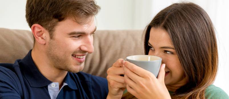 Couple having coffee together