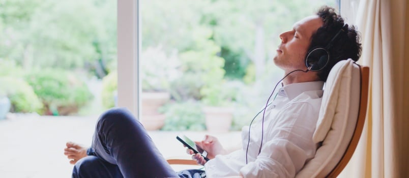 Man listening to music and relaxing