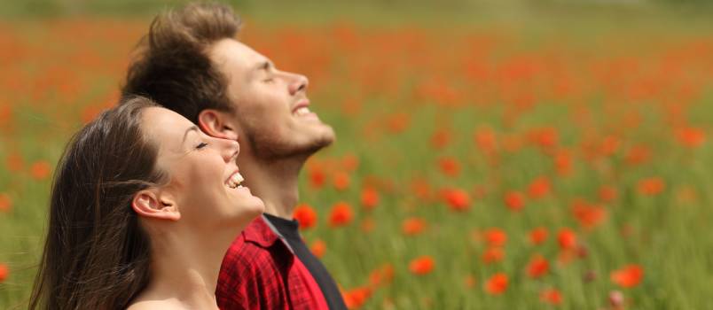 Couple breathing fresh air 