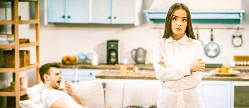 Sad boring couple during isolation