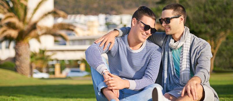 Young gay couple enjoying their day out