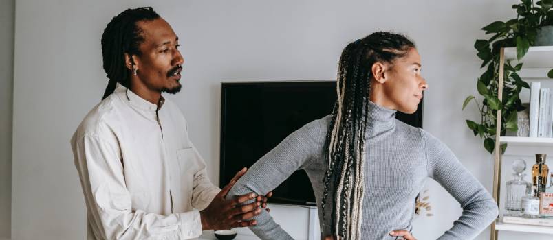 Black woman talking to boyfriend