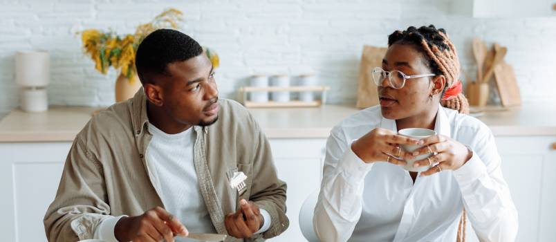Couple having breakfast together