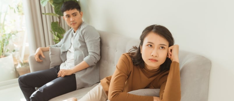 Young couple in quarrel at home