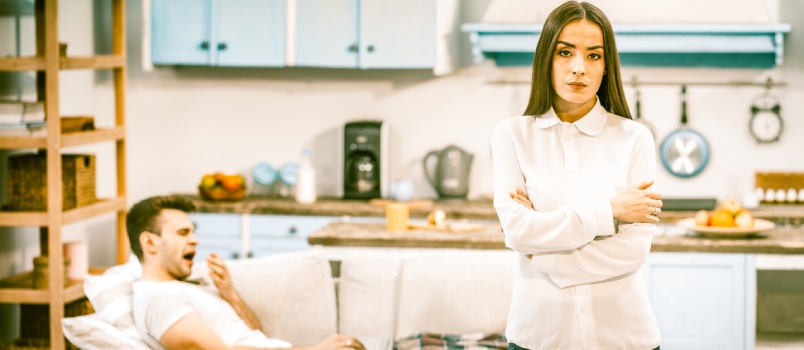 Sad couple in home