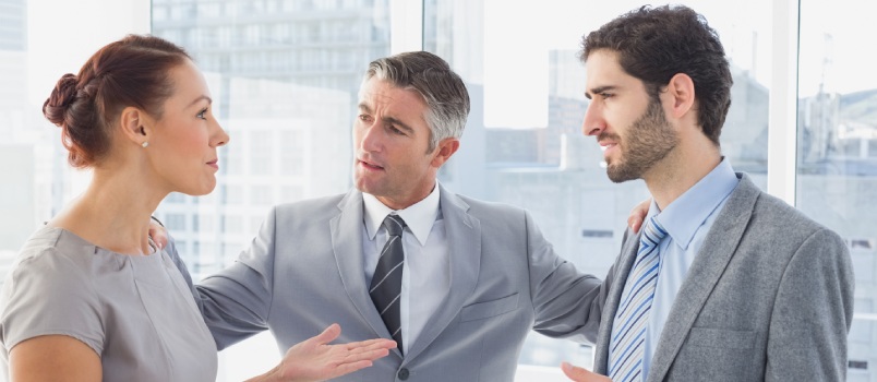 Business woman arguing with co-worker