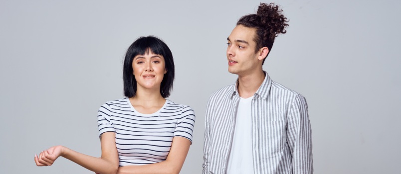 Couple making fun poses