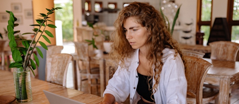 Young woman using laptop