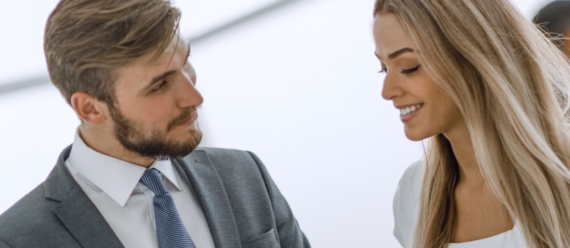 Manager discussing with client