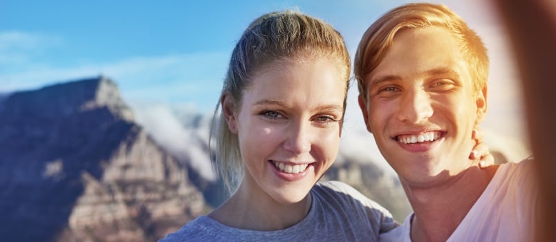 Young couple on hike 