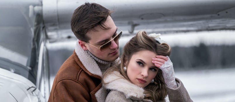 Romantic couple hugging