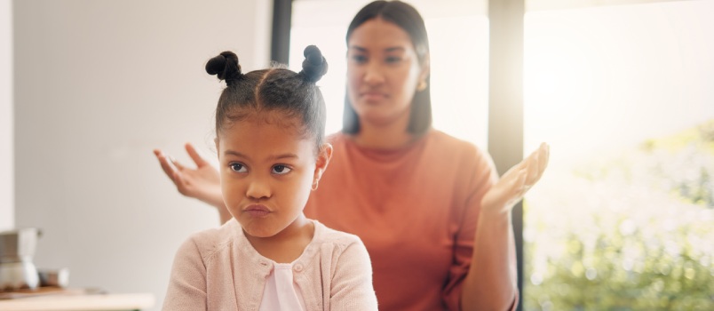 Woman is yelling on her child
