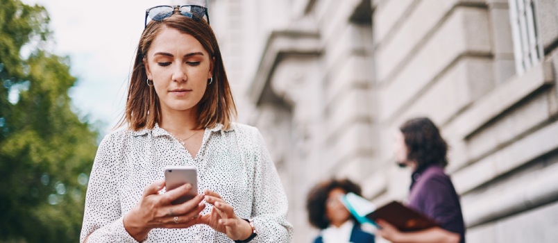Woman walking on street