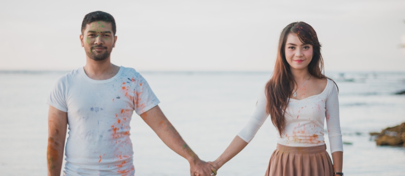 Couple enjoying at beach site