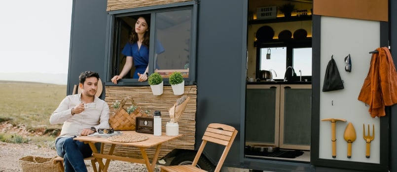 Young couple spending leisure time in mobile phone