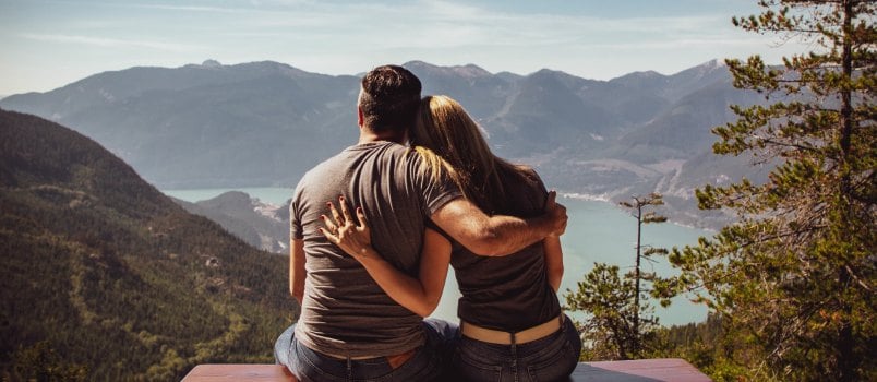 Man and woman sitting on the bench