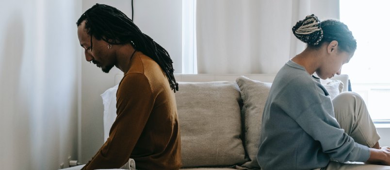 Black couple having misunderstanding