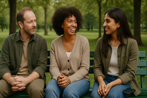 Young friends talking to each other