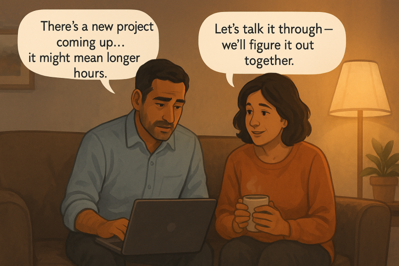 Couple discussing new project