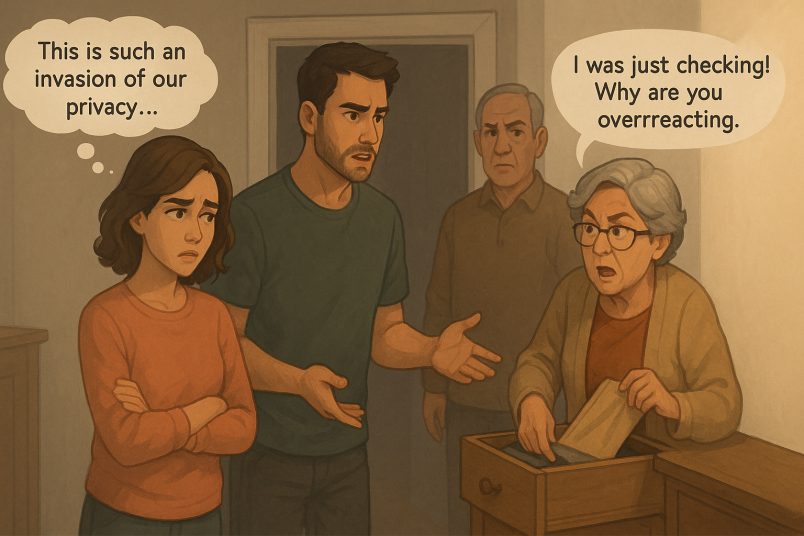 Couple having argument with mother