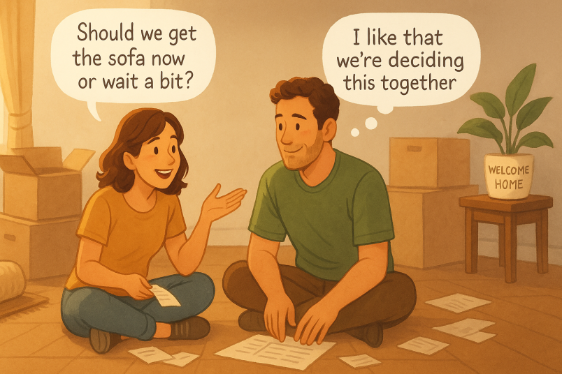 Couple setting their new home