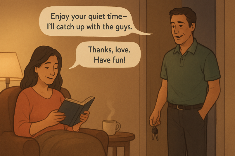 Couple sharing quiet evening moment