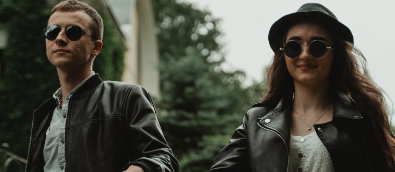 Couple in trendy outfit