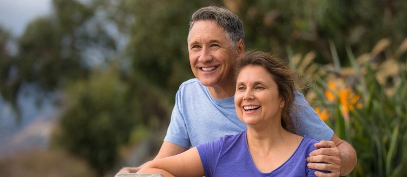 Happy elder couple having romance 