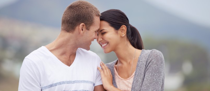 Young couple showing affection