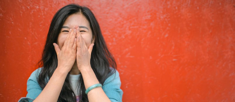Cheerful woman enjoying